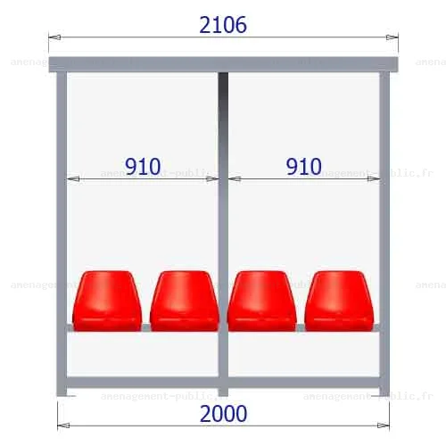 Abri de touche monobloc 4 sièges baquet 
